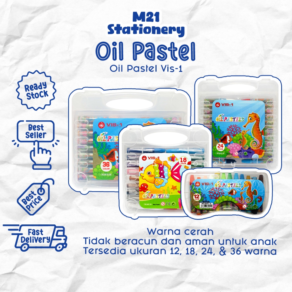 

OIL PASTEL VIS-1 / ISI 12, 18, 24, & 36 WARNA ALAT MENGGAMBAR ANAK KRAYON VIS1 CRAYON PASTEL NON TOXIC MURAH ALAT TULIS SEKOLAH KANTOR KULIAH KAMPUS ATK MURAH LENGKAP / M21 STATIONERY JOGJA