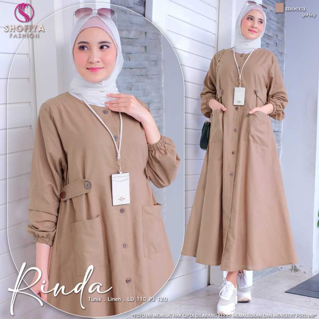 rinda midi dress dres gamis baju pakaian pesta kondangan wanita muslim cewe remaja dewasa katun line