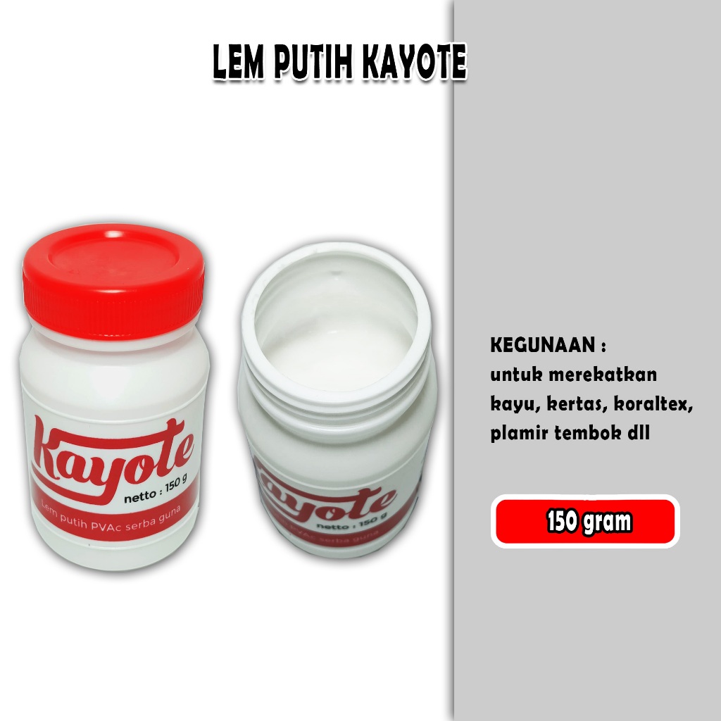 

lem putih kayote 150 gram / lem putih /1 botol