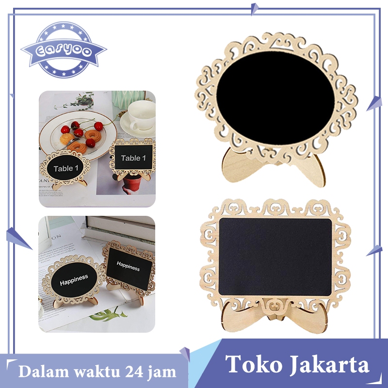 

Isi 10 Papan Tulis Kapur Kecil Mini Chalkboard Blackboard Papan Tulis Hitam Mini Stand Board Kayu Wood