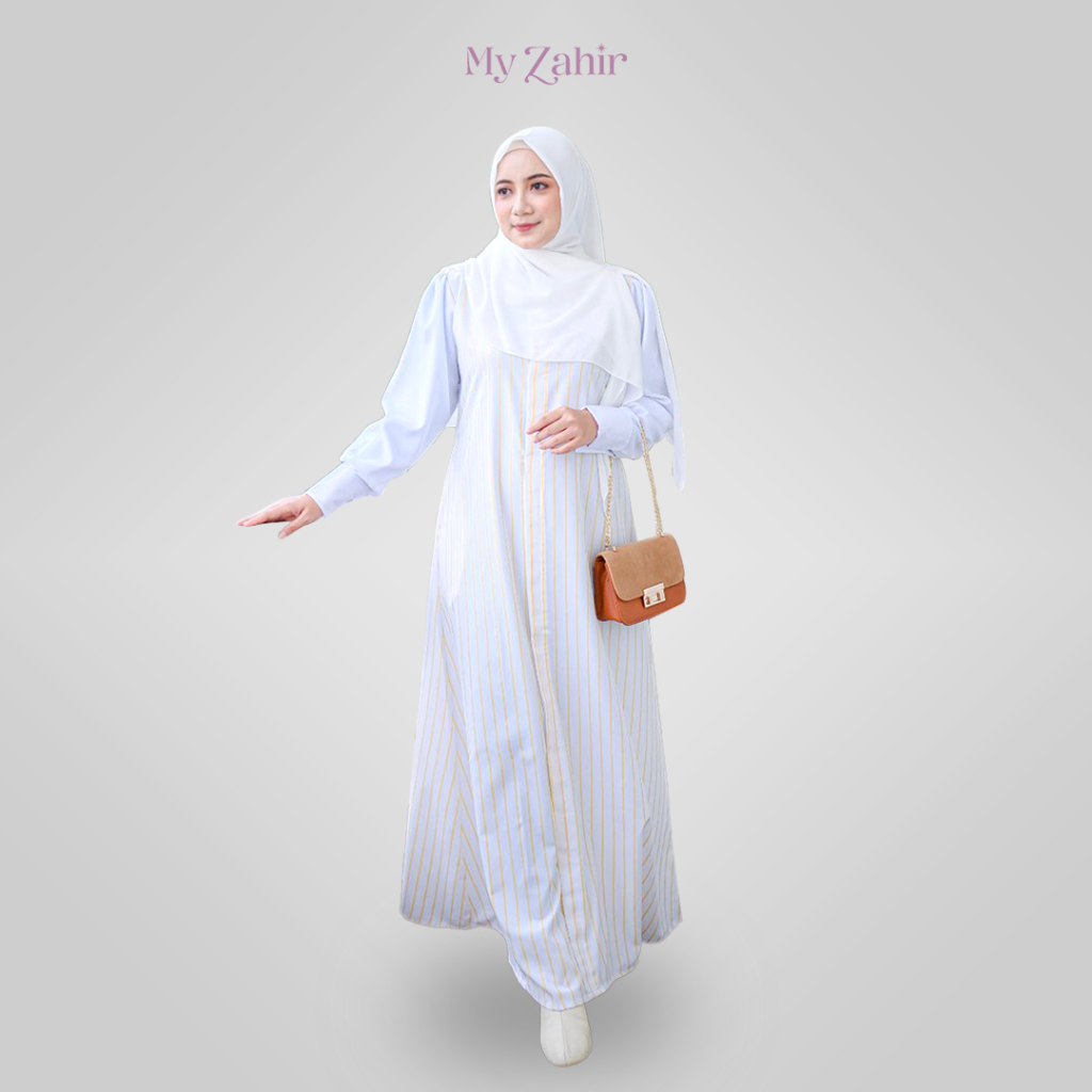 My Zahir Gamis Motif Neona Dress Busui Friendly Bahan Katun Madinah Size M-XXL