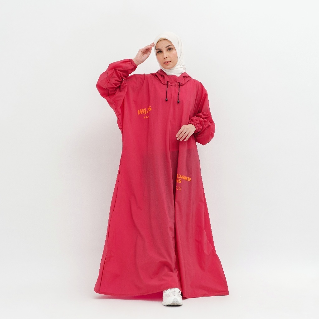 Hijas - Jas Hujan Wanita Gamis Jumbo Hijabers Premium (MERAH)