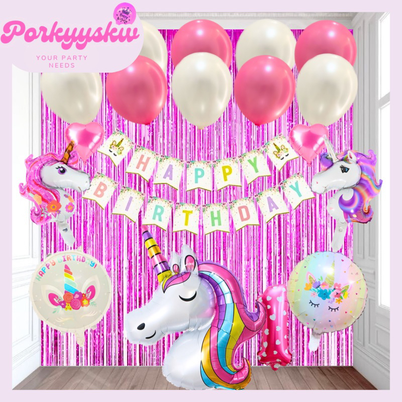 [PS] Paket Set Dekorasi Ulang Tahun Unicorn/ Paket Ulang Tahun Unicorn