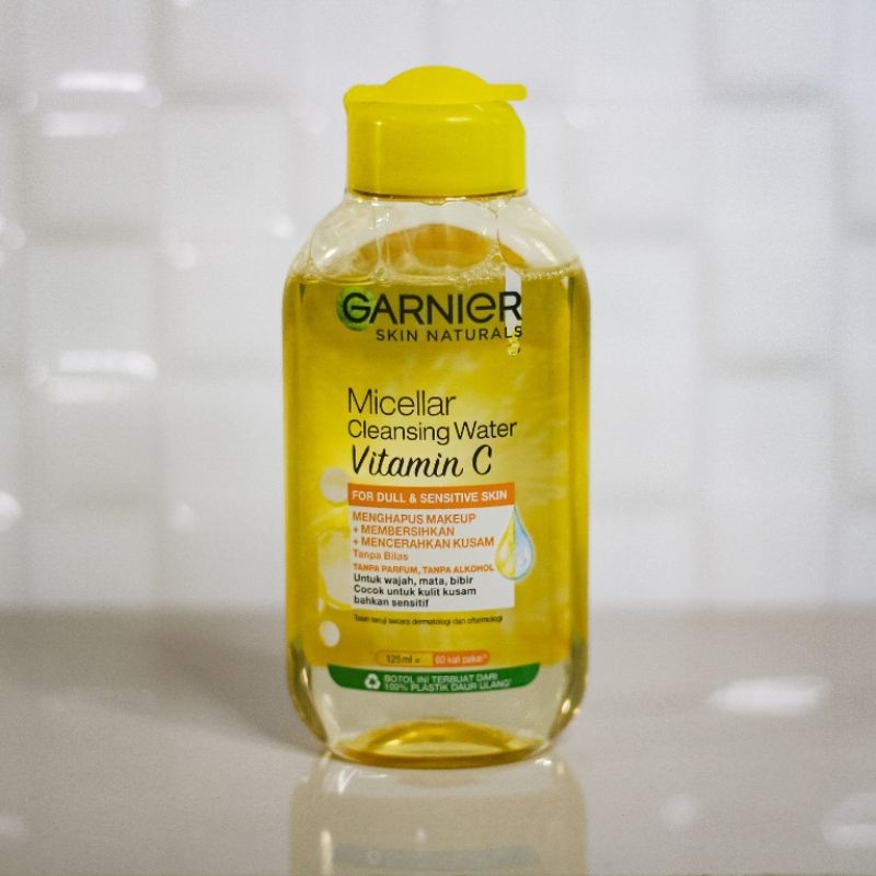 Garnier Micellar Cleansing Water Vitamin C 125ml | Pembersih Wajah Kulit Kusam