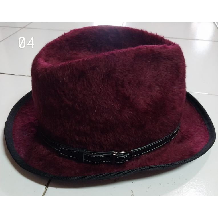 Buffalo fedora hat - fur maroon #04