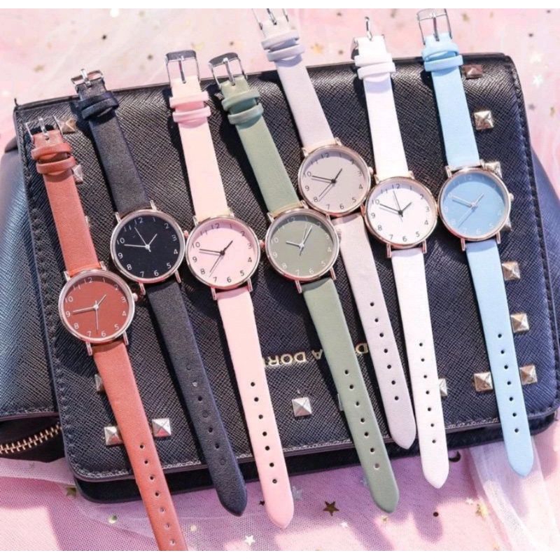 JAM TANGAN WANITA STRAP POLOS QUARTZ ANALOG