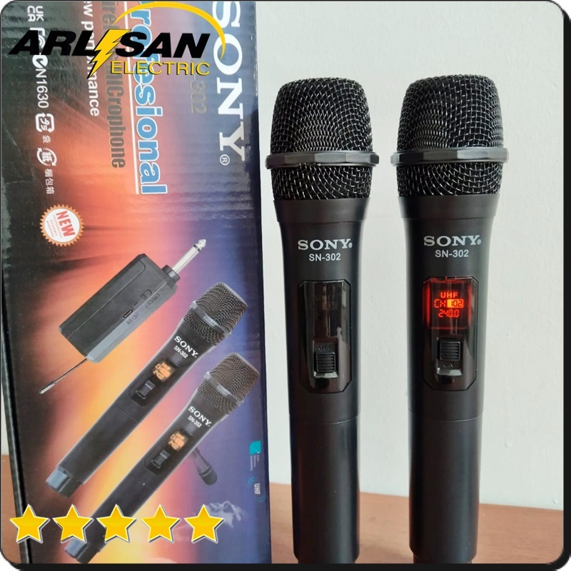 sony microphone wireless sn 302 mic tanpa kabel untuk karaoke isi 2 mik suara jernih dan bersih