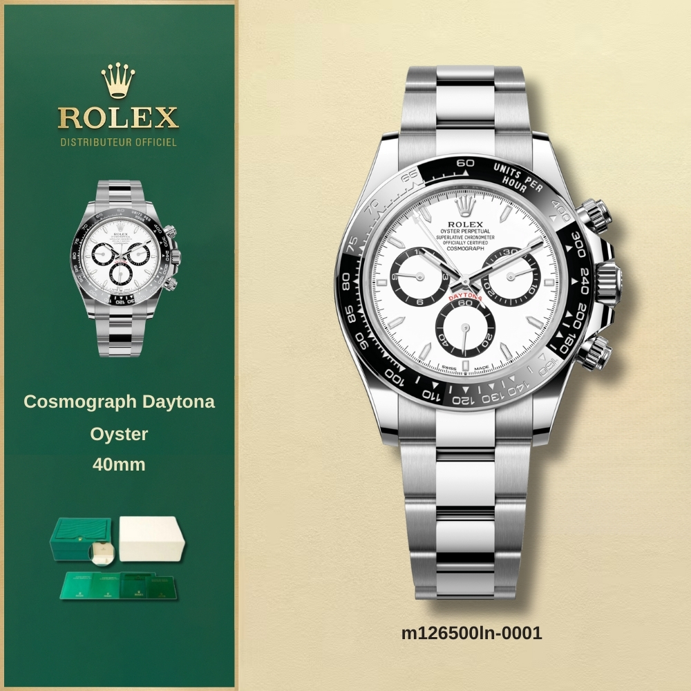 [Swiss ORI ROLEX] jam tangan Cosmograph Daytona 40mm Stainless Steel - Cerachrom White pria rantai m