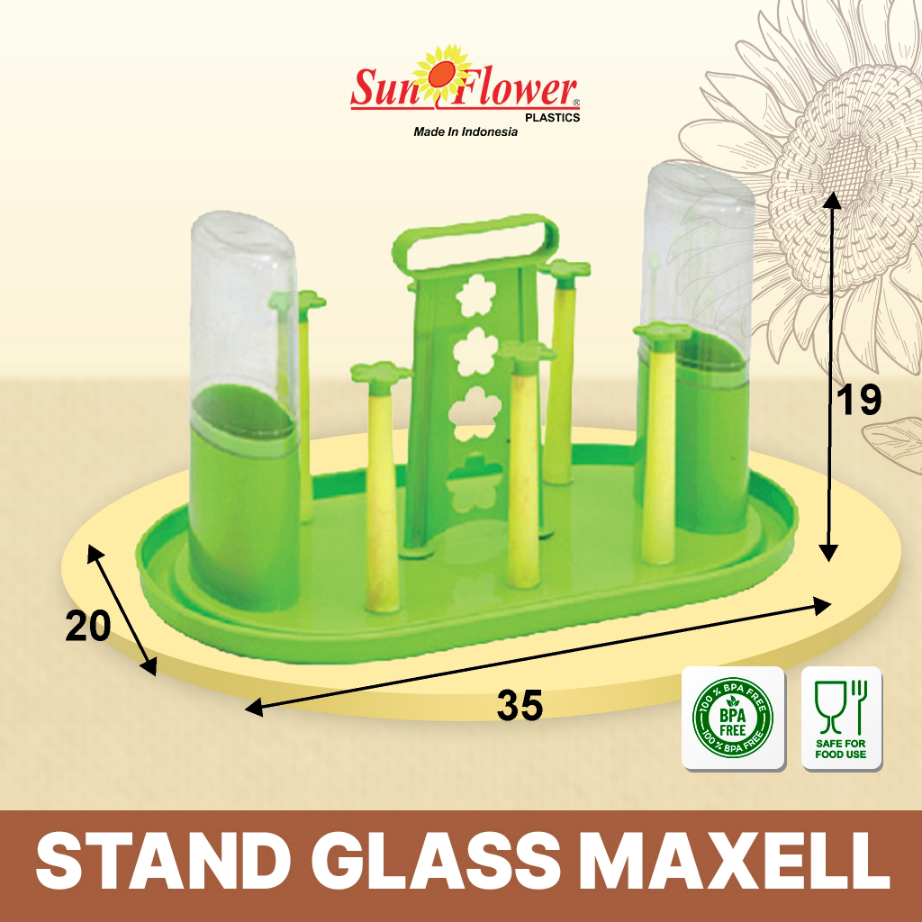 STAND GLASS MAXELL/Rak Gelas / Tempat Gelas Plastik / Rak Gelas plus tempat Sendok Tutup