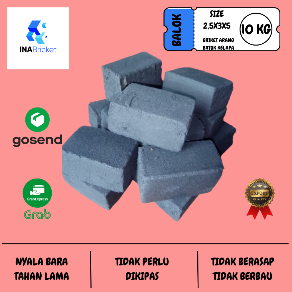 Briket Arang Batok Kelapa Balok 10kg