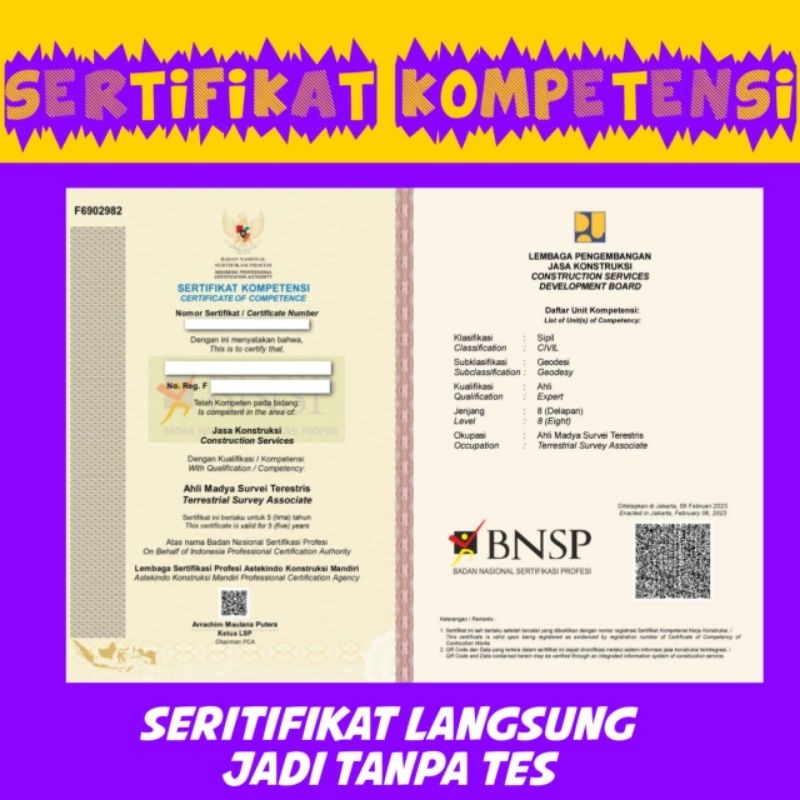 

SERTIFIKAT KOMPETENSI/KEAHLIAN (Buat Sesuai Keahlian)