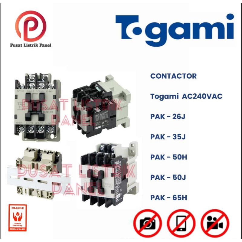 Contactor TOGAMI PAK-26J/35J/50H/50J/65H -AC240V 3PHASE ORIGINAL