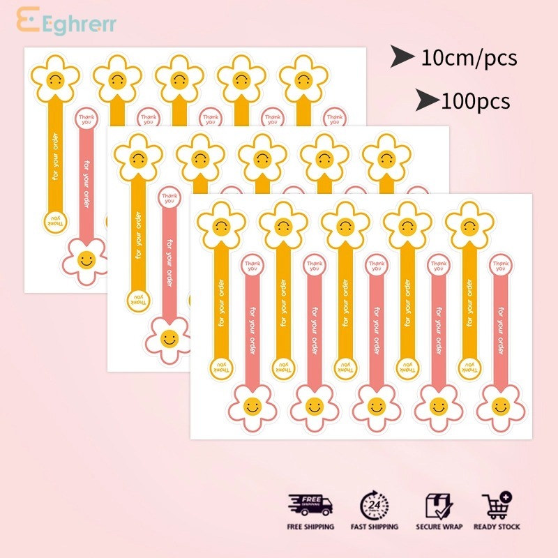 

Eeghrerr Stiker Kartun Strip Panjang 100PCS Stiker Segel Bunga Lucu