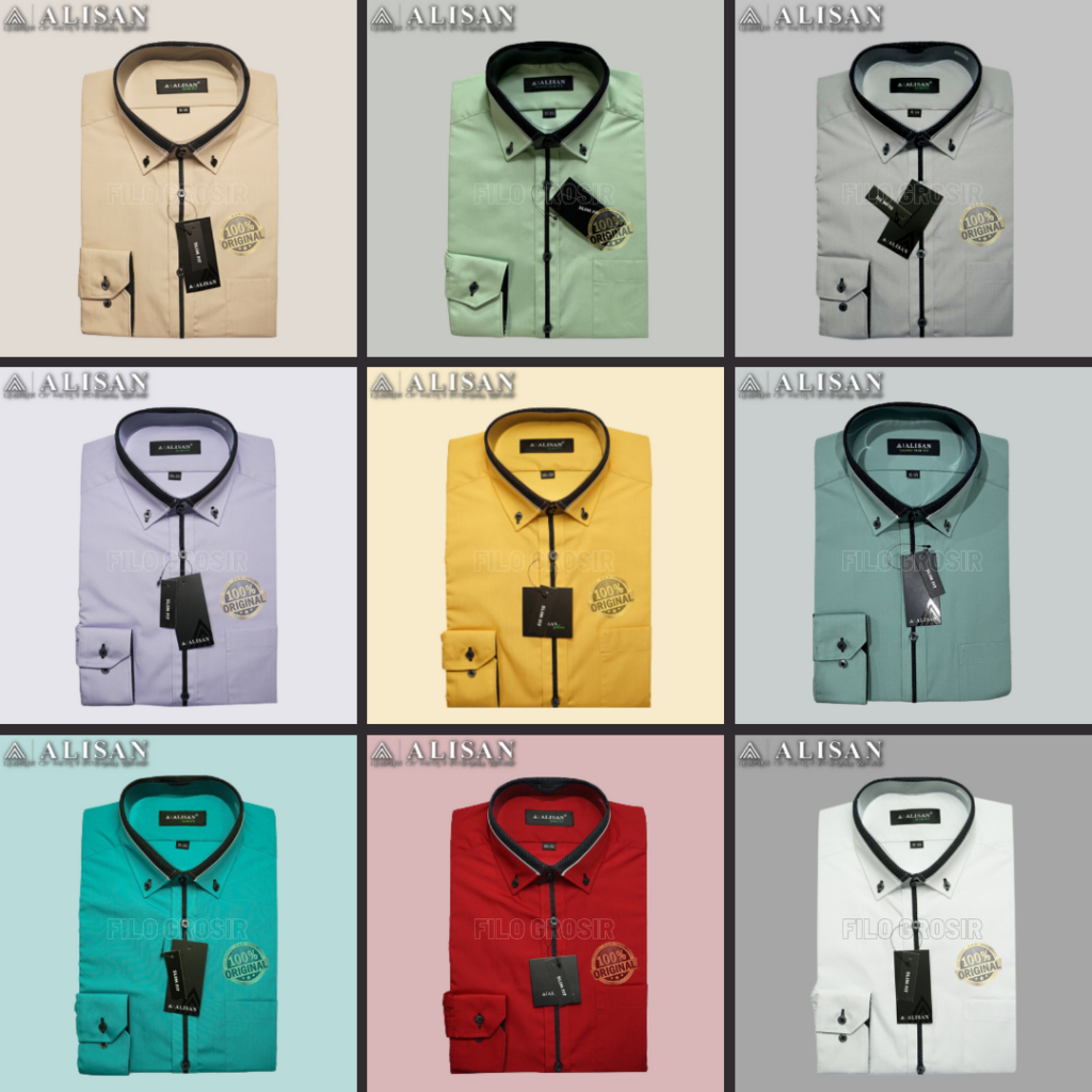 Kemeja Alisan Kombinasi, Polos Special Lengan Panjang, Kemeja Lengan Panjang (100% ORI)