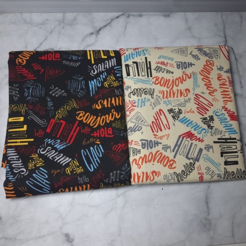 Kain Kanvas Motif Karakter Tulisan 50 cm x 150 cm /Kain Kanvas Murah Premium/Kanvas Printing Cocok u