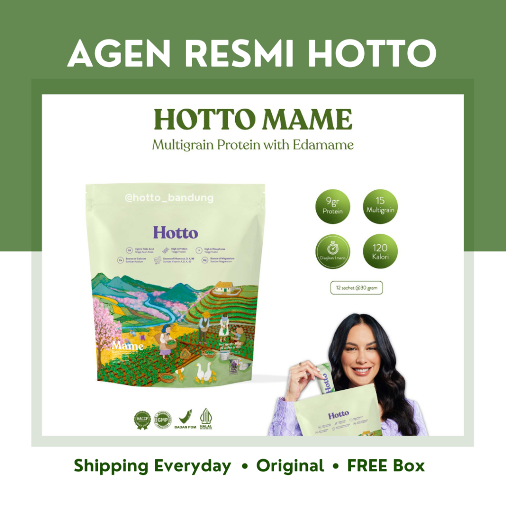 

HOTTO MAME PROTEIN MULTIGRAIN EDAMAME (1 Pouch Isi 12 Sachet) SUPERFOOD READY Purto MEAL REPLACEMENT SEREAL