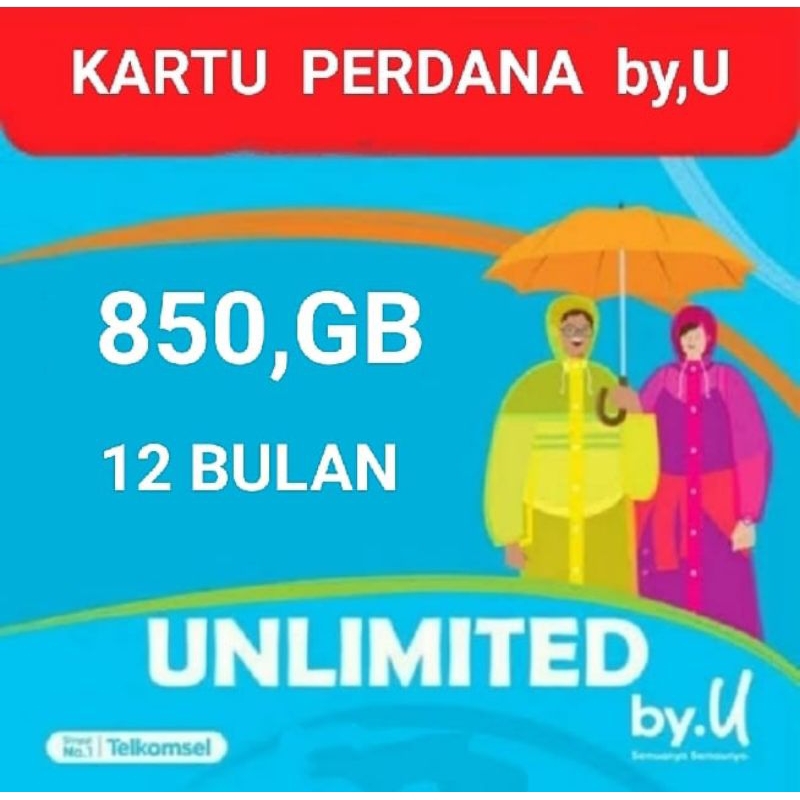 Kartu Perdana By.U 850GB Unlimited 1 Tahun tanpa dibagi