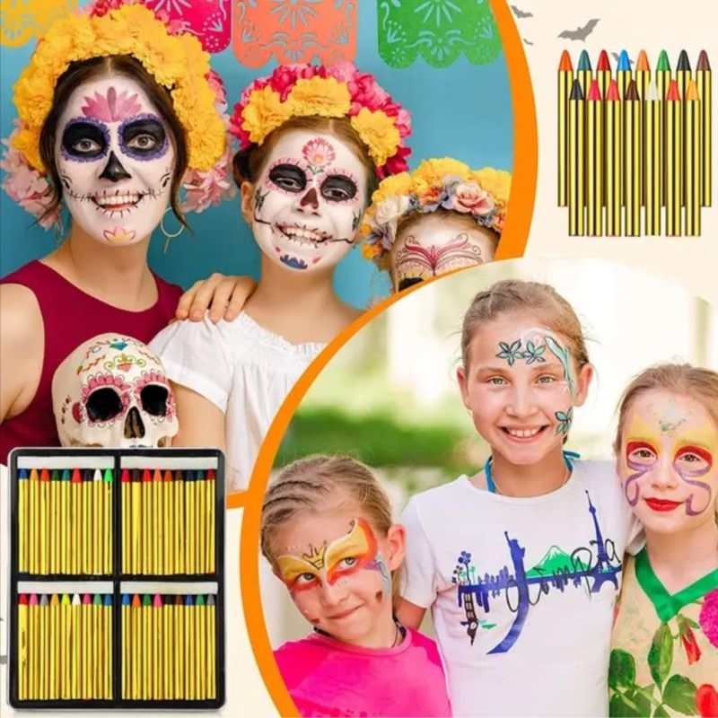 

RB Face Paint Crayon Wajah dan Badan 16 Warna Krayon Face Body Painting / Crayon Paint Art Kid