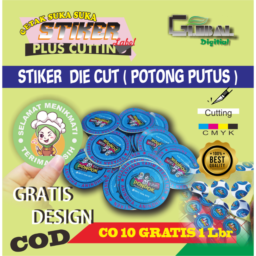 

Cetak Stiker l A3+ Cutting Putus Die Cut / Cetak Stiker / STIKER PUTUS / STIKER LOGO PUTUS