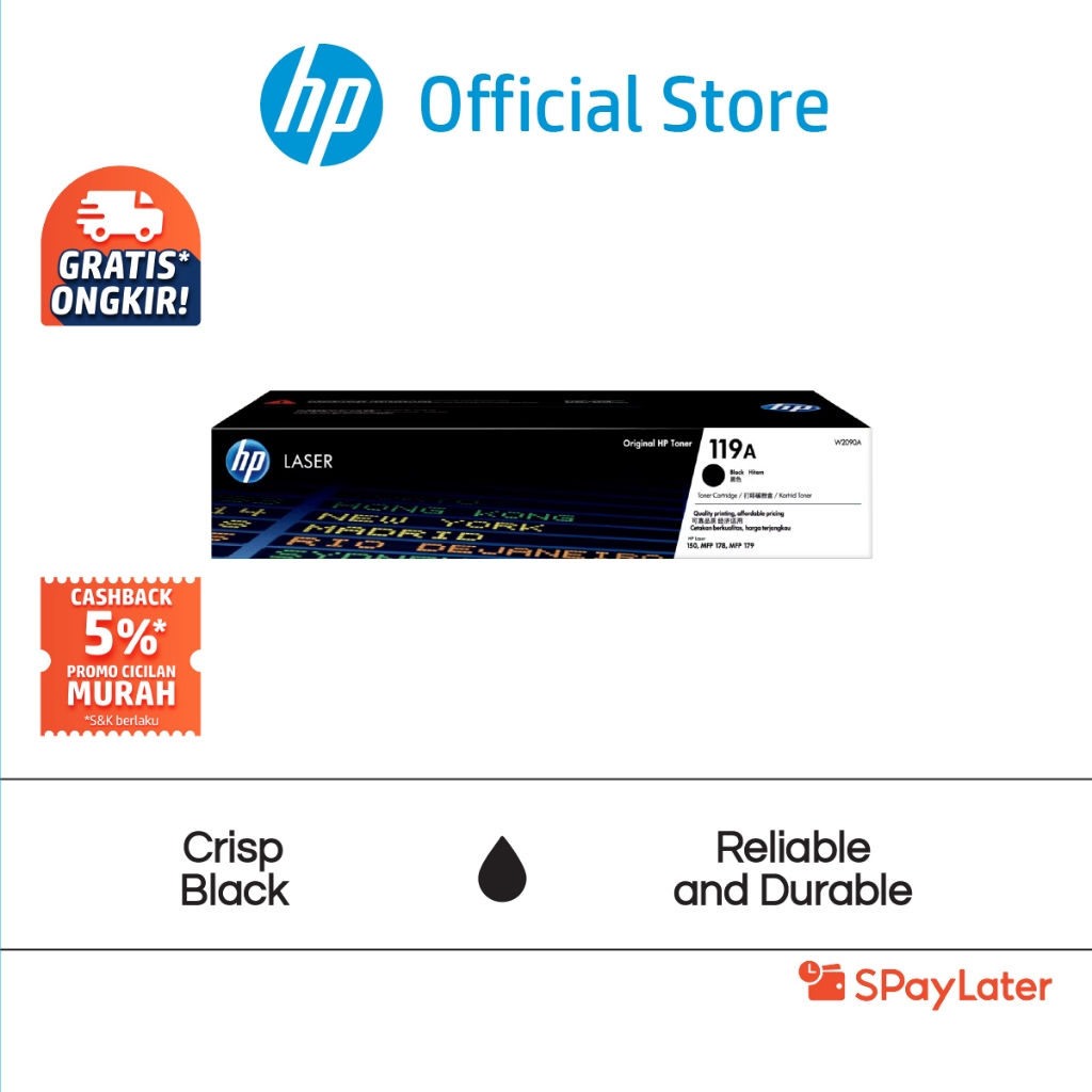 Cicilan Murah SPL - Tinta Printer HP 119A Black Original Laser Toner Cartridge Hitam Cartridge Asli 