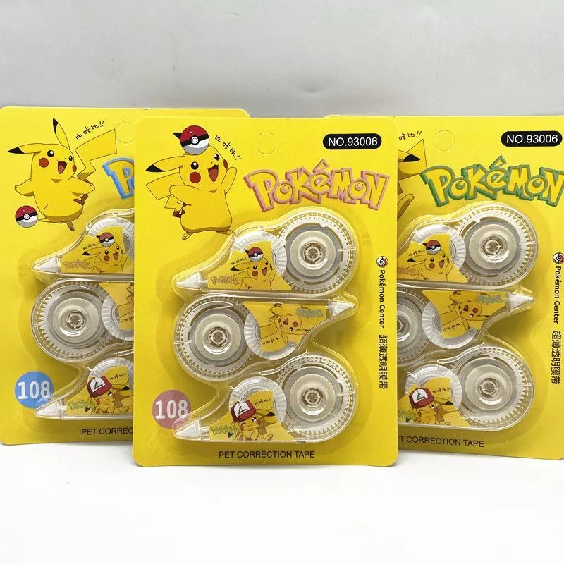 

PIKACHU 3 PCS Correction Tape Anak Sekolah Cowok / 1 SET Isi 3 PCS Tip - Ex Pita Roll Pikachu