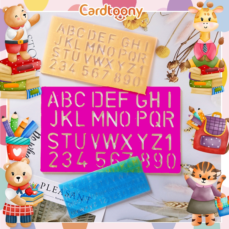 

3 Pcs Penggaris Stencil Huruf Abjad Balok Cetakan Stencil Ruler