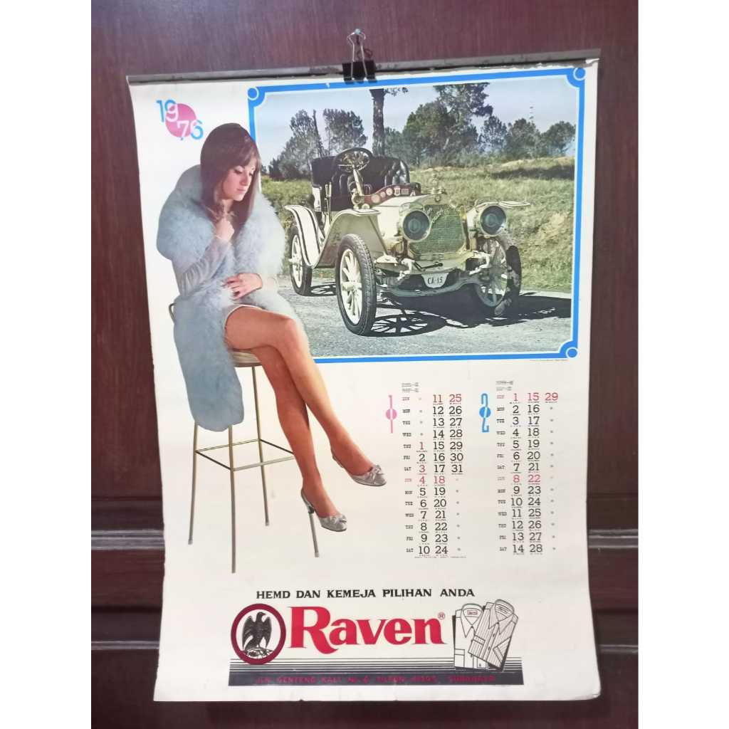 

Langka Jadul Lawas Kalender tahun 1976 Kemeja Raven