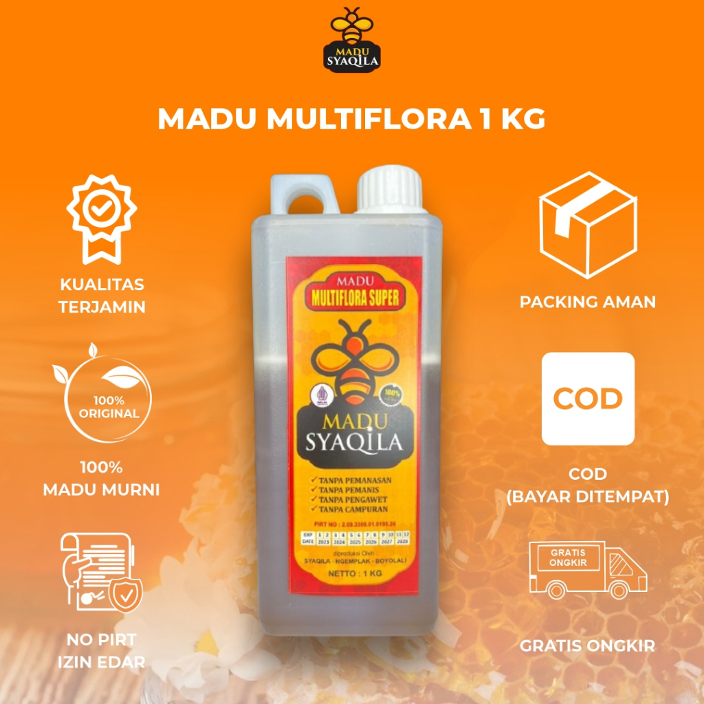 

Madu Syaqila |Madu Multiflora Super Jaminan Asli 1KG| Madu Murni |Raw Honey | Madu Mentah