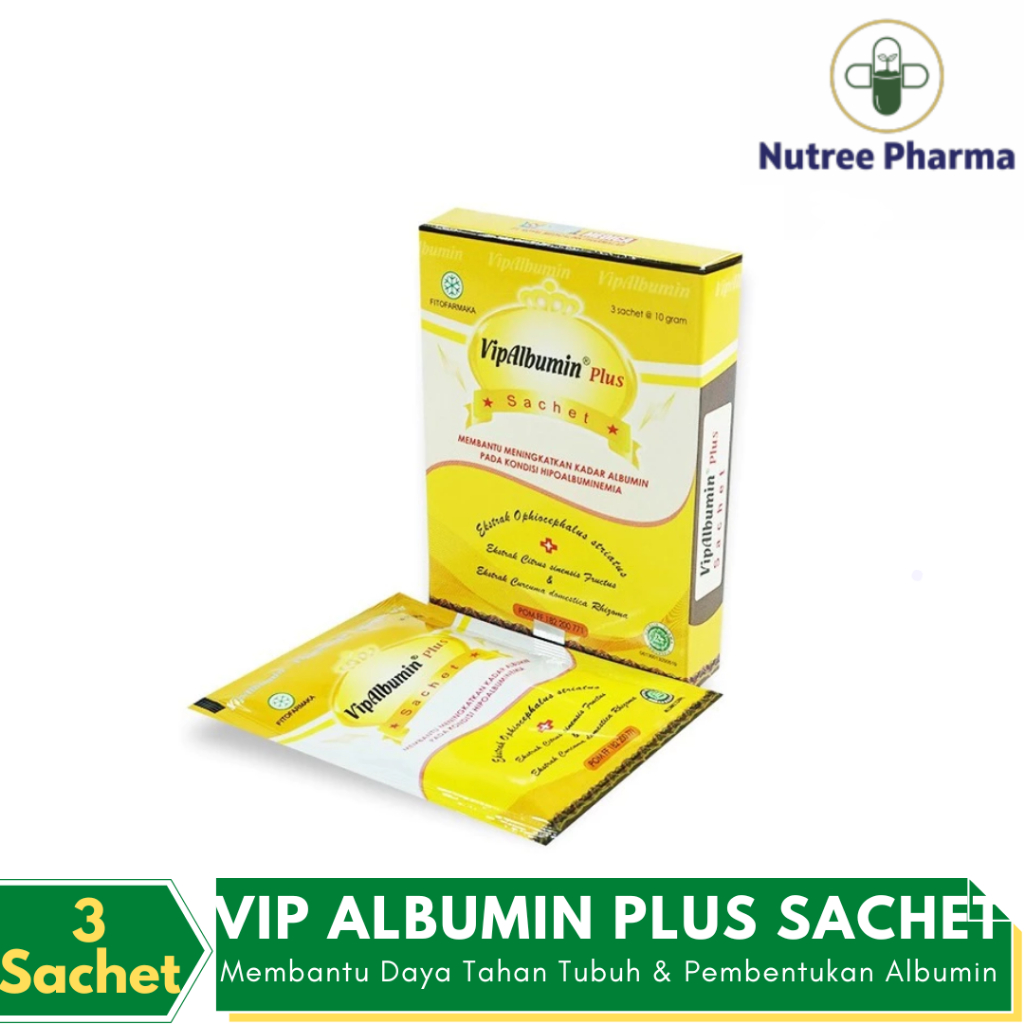 VipAlbumin Plus Isi 3 Sachet ORI | Serbuk Ekstrak Ikan Gabus | Hipoalbuminemia | Daya Tahan Tubuh & 