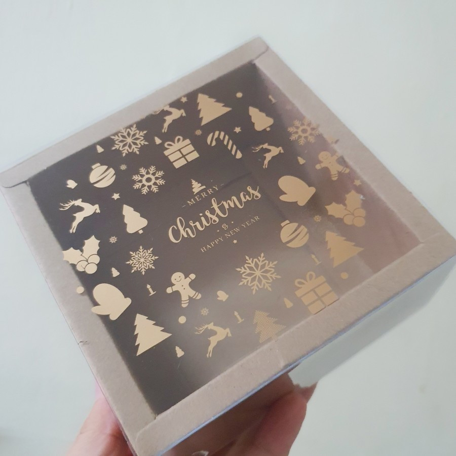 

10 pcs kotak mika alas natal kemasan lapis legit ukuran 11x11x6cm coklat christmas