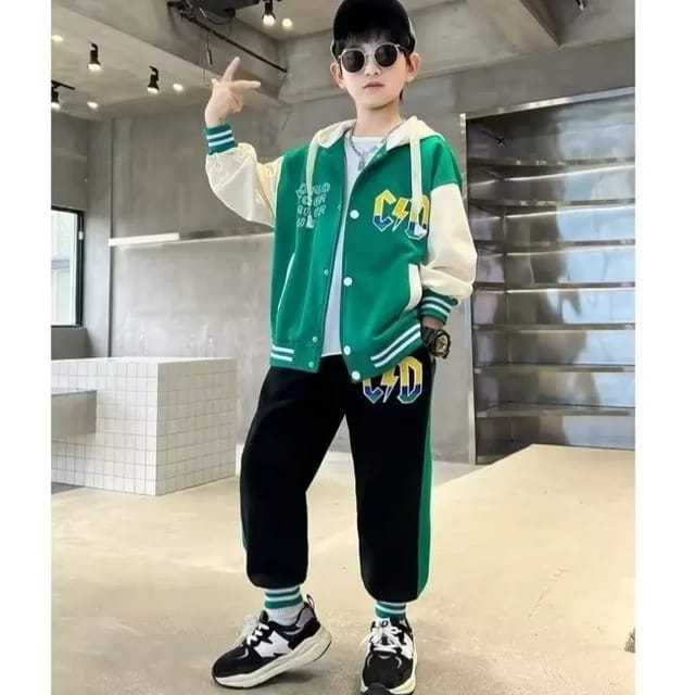 Jaket Varsity Anak Murah Model Kancing Jaket Baseball AC DC Baju Anak Cewek Cowok Kekinian Pakaian S