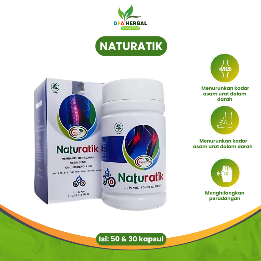 Obat Herbal Naturatik Original Kapsul Asam Urat Untuk Nyeri Sendi Kaki Lutut Rematik Pegal Linu Bpom