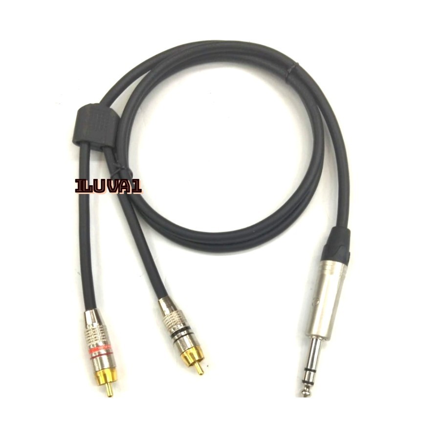 Kabel 3 meter jack akai 6,5 to dua rca kabel TRS to rca