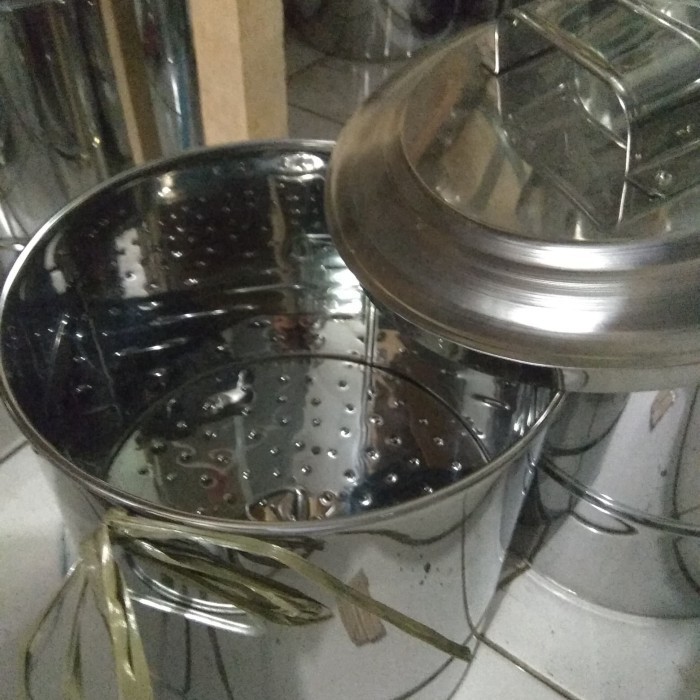 Dandang Kukusan 35 Cm Tong Nasi Streamer Stainless Steel Packing Kayu
