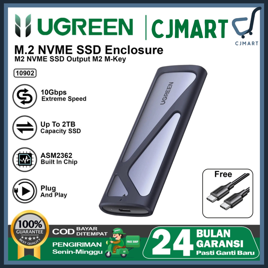 UGREEN SSD Enclosure NVME M.2 SATA 10GBps Ke USB 3.1 Type C Casing SSD