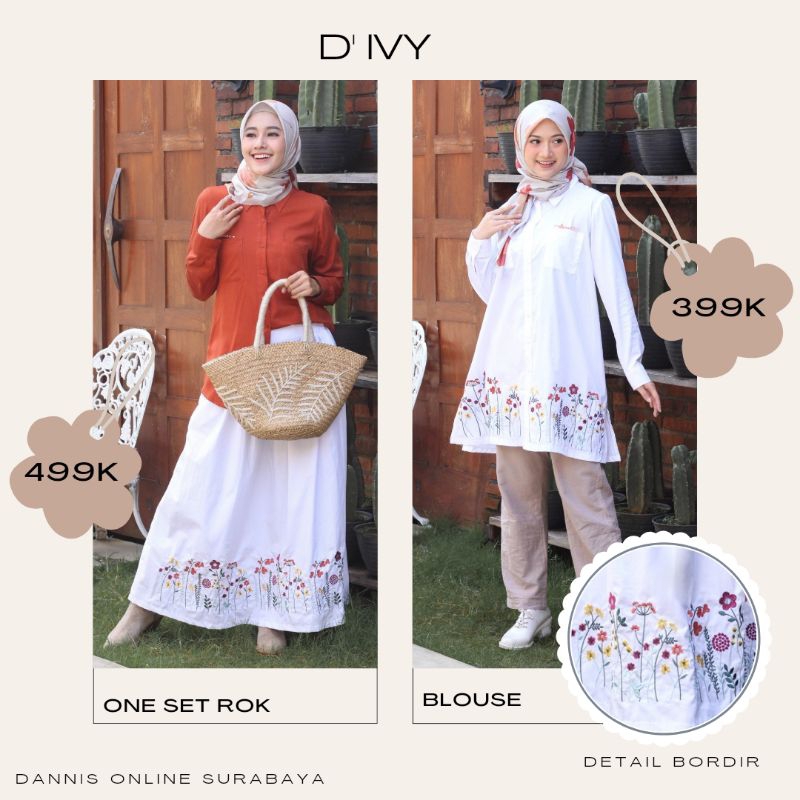 ❤️ Dannis Online Surabaya ❤️ D' Ivy blouse and one set rok Blouse Dannis Terbaru blouse Dewasa Dress