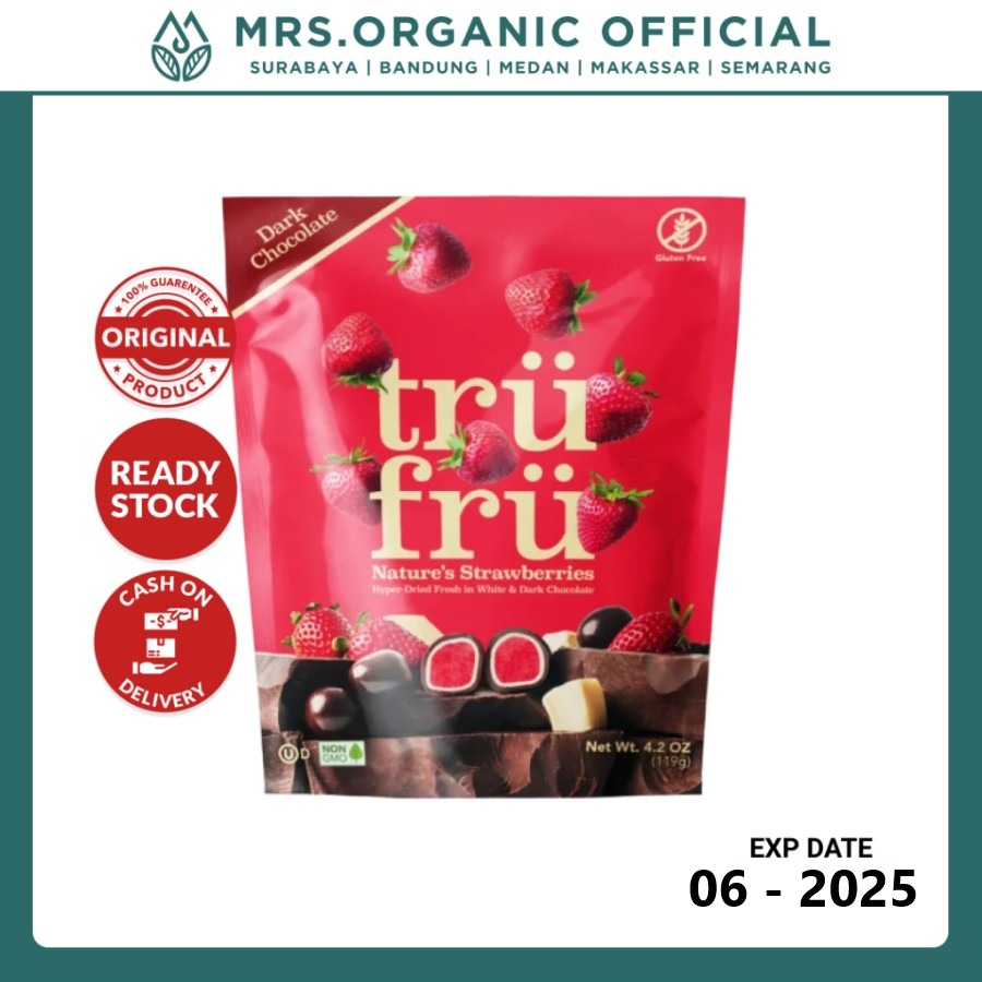 

Snack Cemilan Camilan Buah Coklat Stroberi TRUFRU Dark Chocolate Strawberries 119g - Gluten FREE NON GMO