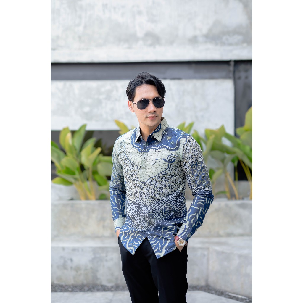 Batik Kertojoyo pria slim fit terbaru kemeja batik anak muda kekinian lengan panjang Lapis Furing Pr