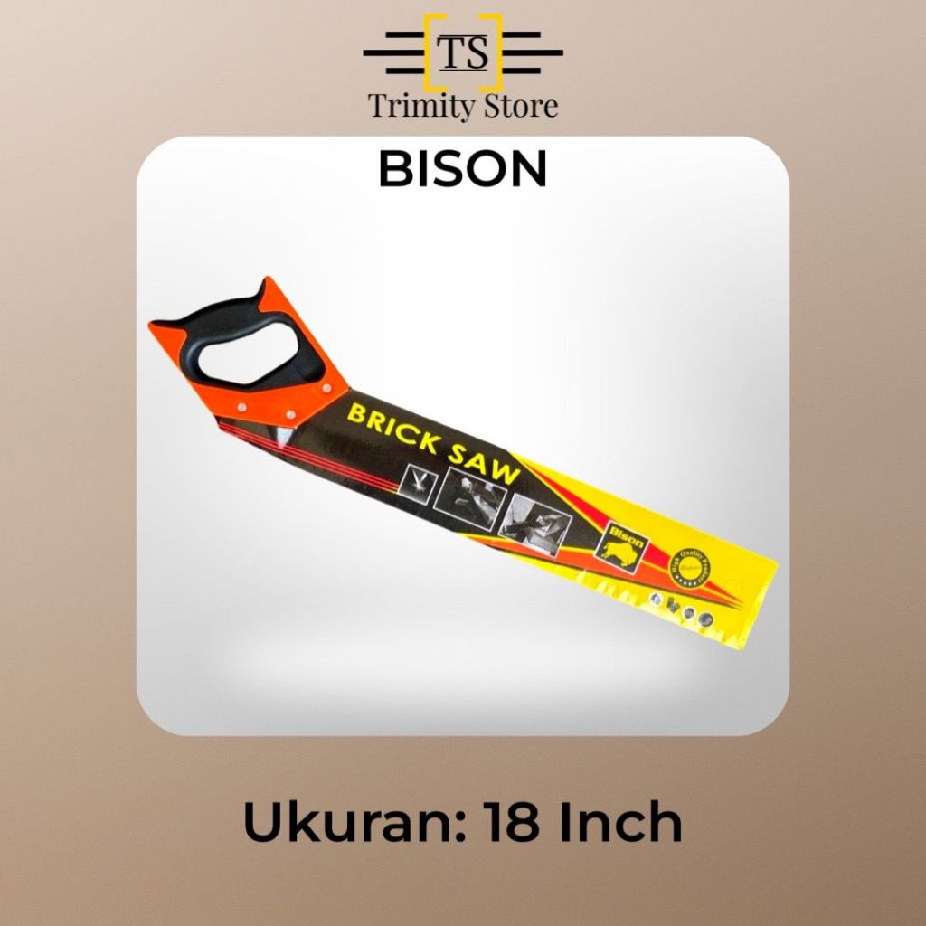 BISON Gergaji Gorok Hebel / Batu Bata Ringan Gagang Karet Ukuran 18 Inch