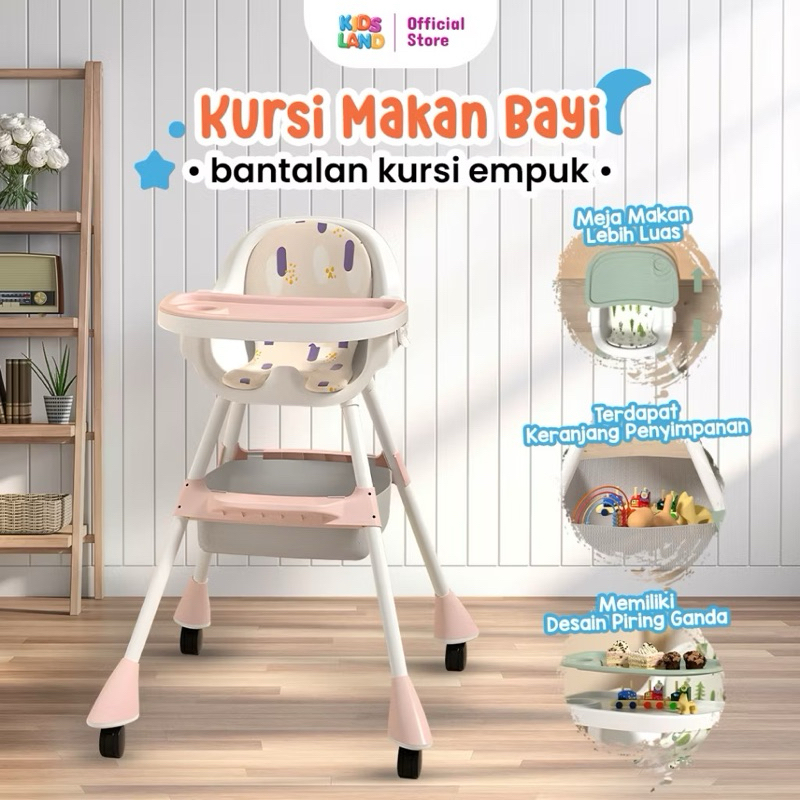 Kursi Makan Bayi Baby High Chair Portable Fleksibel Dengan Roda Baby Meal Chair Kursi Makan MPASI