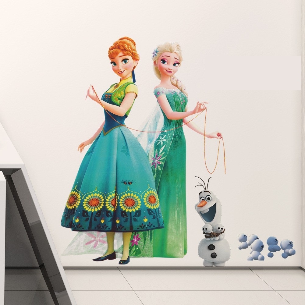 Aura - Wall Sticker Kartun Animasi Frozen Anak Karakter Stiker Dinding Ice Princess Dekorasi Kamar A