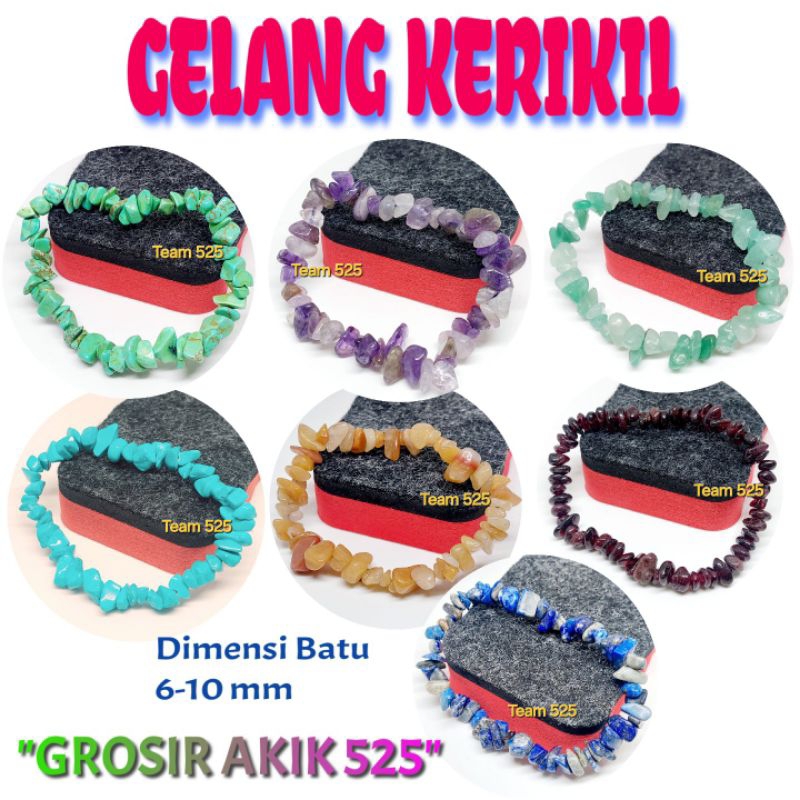 gelang batu kerikil asli alam / gelang pirus hijau pirus biru garnet calcite kecubung sodalite lapiz