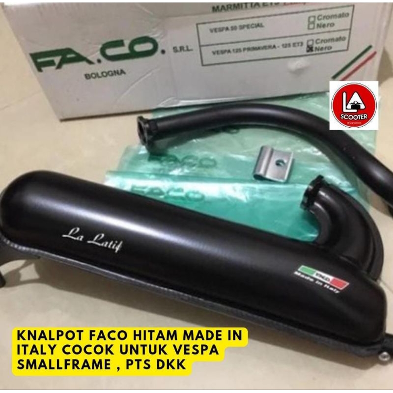 Knalpot Faco (Hitam) utk vespa Smallframe Pts dkk