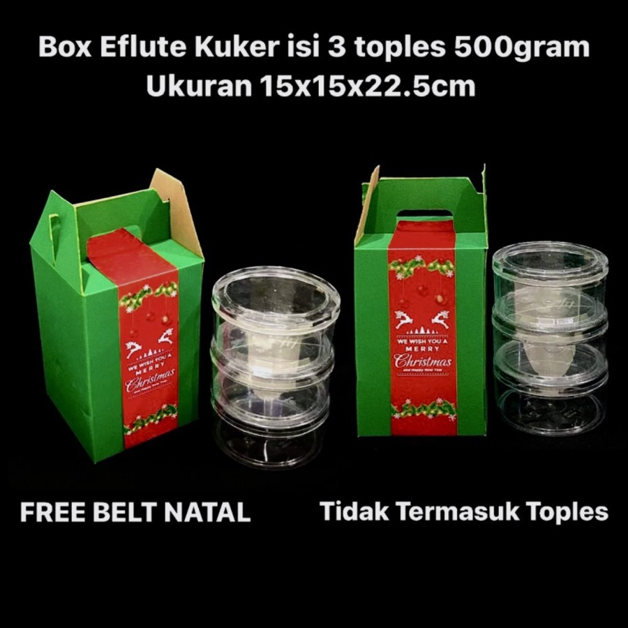 

( 5 pcs ) Kotak Box Jinjing Hampers Kue Kering Dus Tenteng 15x15x22 Muat 3 Toples Kuker 500gr