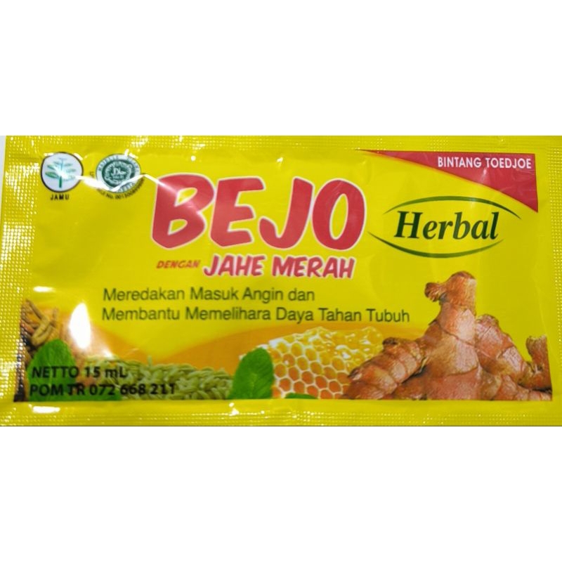 

Bejo herbal dengan jahe merah 15 ml. obat masuk angin