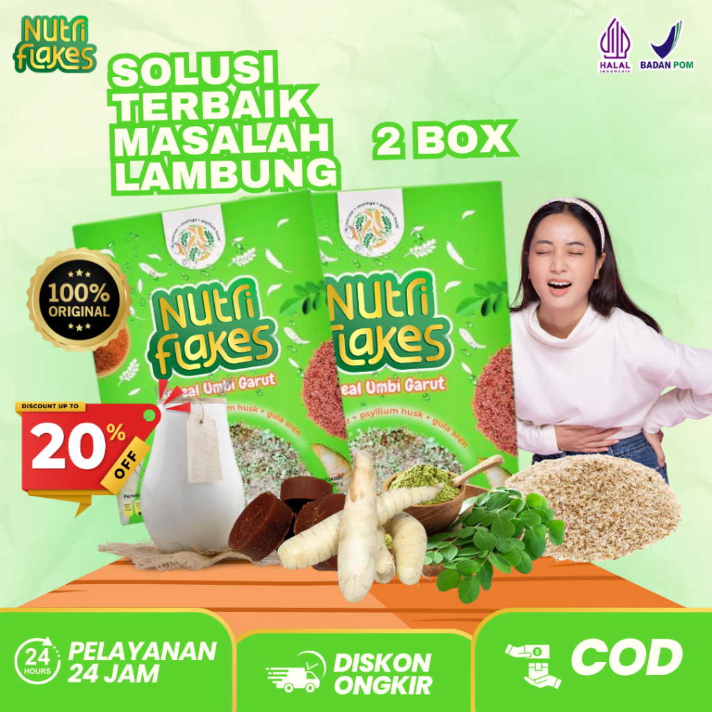 

Paket 2 BOX Nutriflakes : Sereal Umbi Garut: Sarapan Sehat Untuk Meredakan Asam Lambung Original A