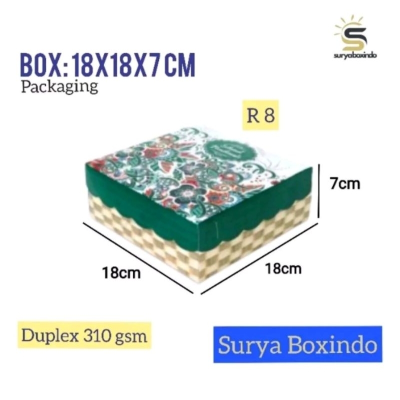 

Box 18x18x7 cm , R8 (Eceran) /Duplek/Boxnasi/kotaknasi/kardus/karton