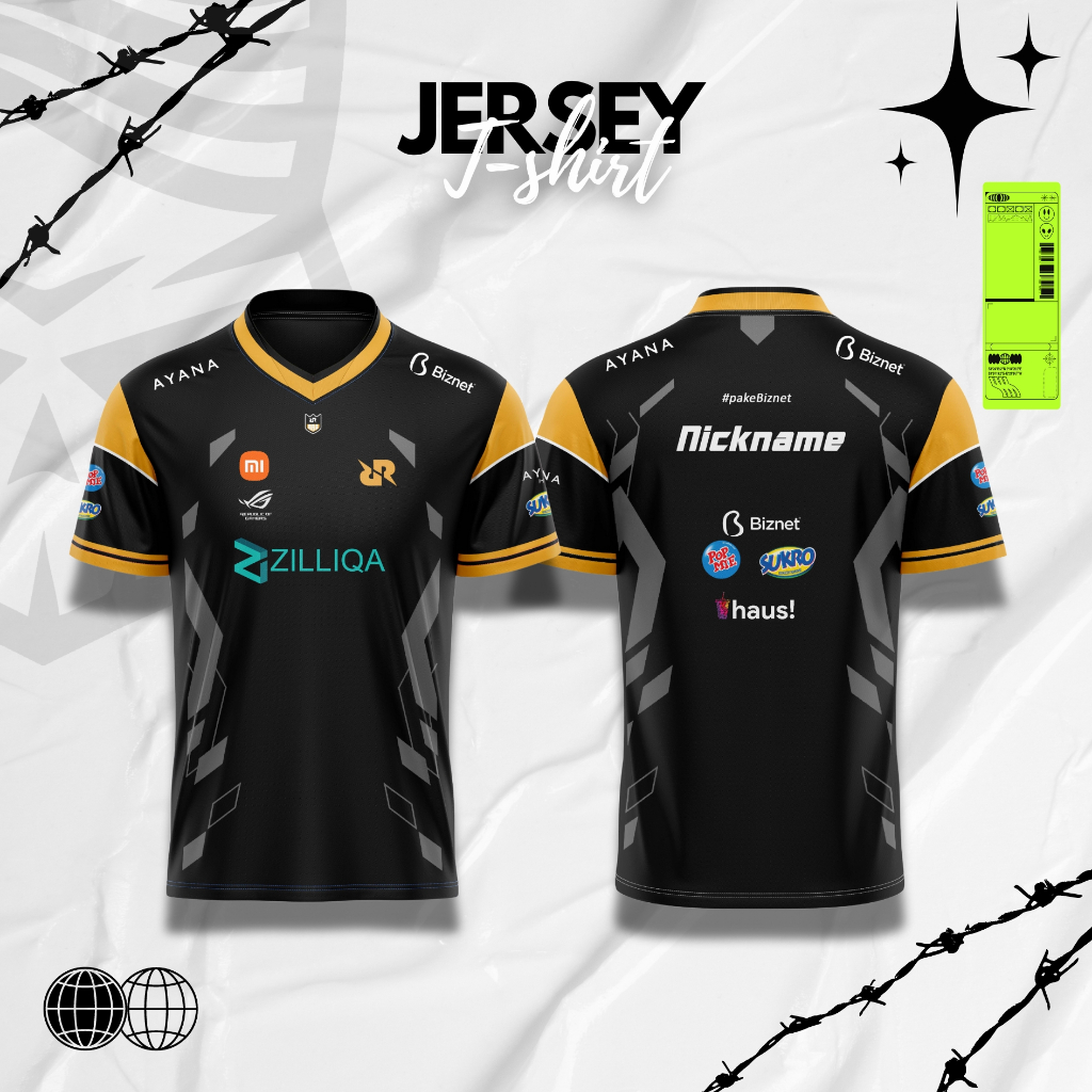 KAOS JERSEY GAMING  RRQ 2022 HITAM PUTIH GRATIS CUSTOM NICKNAME