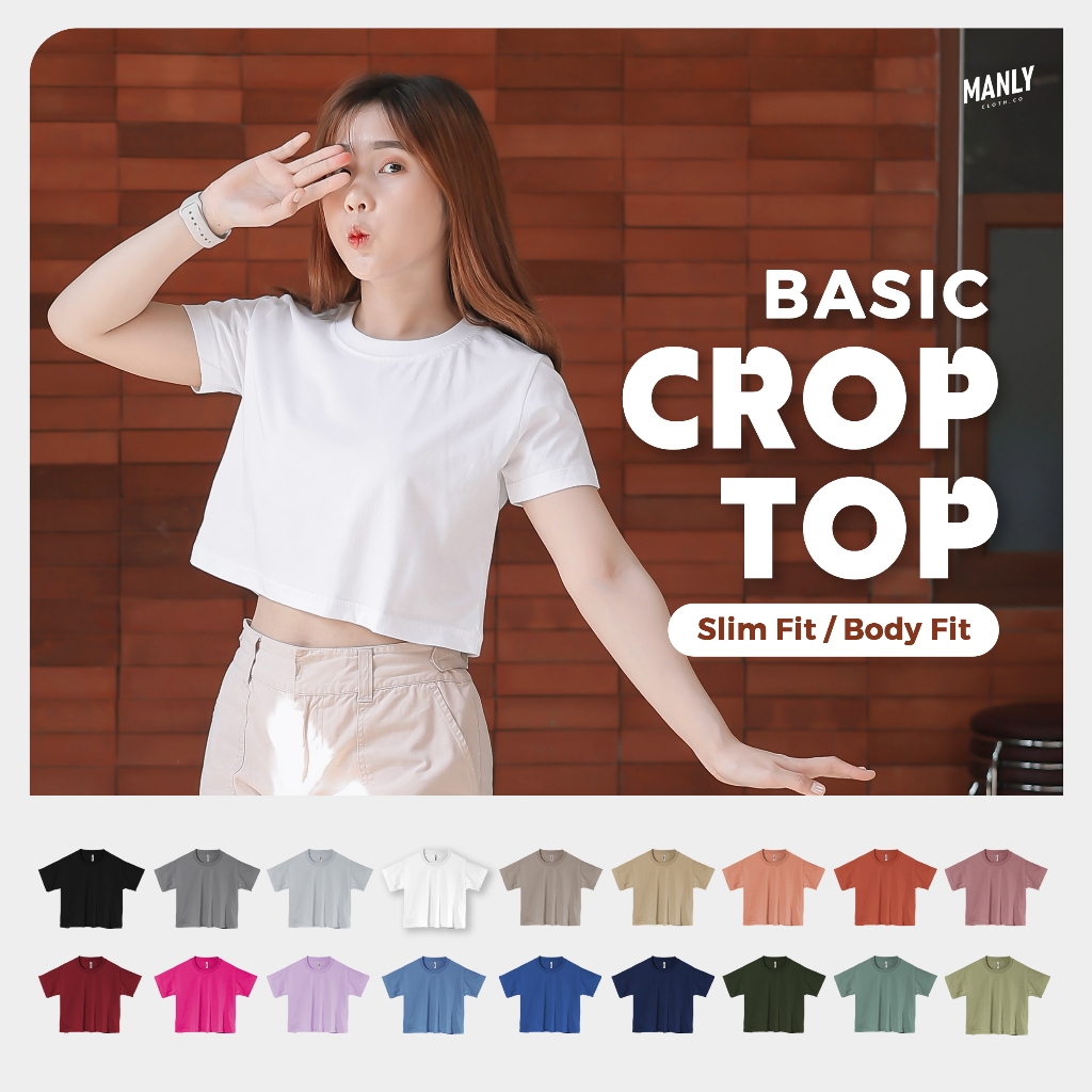 CROP TOP POLOS BAJU CROP TEE TSHIRT KOREA FASHION WANITA