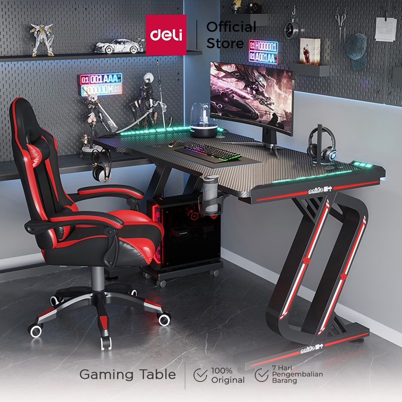 Deli Meja Gaming / Meja Komputer / Gaming Table Kapasitas 300 KG E91512